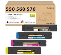 Lezzo C550 Toner Cartridge Replacement for Xerox Color 550 560 570 Printer | High Yield 006R01525 006R01526 006R01527 006R01528, 4-Color 550 560 570 Toner Cartridge (Black Cyan Magenta Yellow)