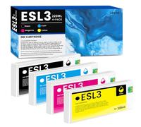 Lezzo ESL3 Ink Cartridge 220ml 4-Pack ESL3-CY ESL3-MG ESL3-YE ESL3-BK Ink Cartridges Compatible for Roland ECO-SOL MAX Ink Cartridge (Black Cyan Magenta Yellow)