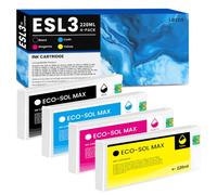 Lezzo ESL3 Ink Cartridges 220ml 4-Pack ECO-SOL MAX Ink Cartridge | ESL3-CY ESL3-MG ESL3-YE ESL3-BK Ink Cartridges Replacement for Roland ECO-SOL MAX Ink Cartridge (Black Cyan Magenta Yellow)