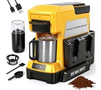 LEZZYRUCK Cordless Coffee Maker for Dewalt 20V Max Battery (No Battery), Portable Drip Coffee Machine with Electric Coffee Grinder and Coffee Cup, for RV, Camping, Travel
