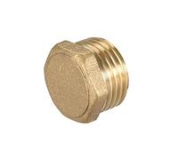 Lfang-Brass Hose Fitting 1/8" 1/4" 3/8" 1/2" BSP Male Thread Brass Pipe External Hex Head Brass End Cap Plug Fitting Coupler Connector Adapter Copper, Good wear Resistance(3/8")