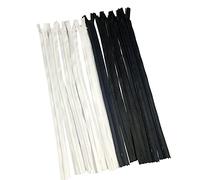 Lfang-Zippers 10pcs 40cm White Black Invisible Nylon Closed End Zippers for Sewing Tailor Dressmaking, Smooth and Durable