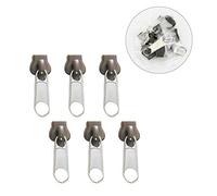 Lfang-Zippers 6Pcs 3 Sizes Universal Instant Fix Zipper Repair Kit Replacement Zip Slider Teeth Rescue Zippers Sewing Clothes, Smooth and Durable(Coffee 6pcs OPP)