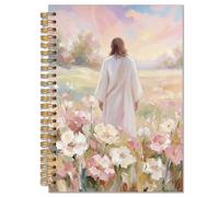 LFBEK Pastel Pink Floral Jesus Christian Spiral Notebook 5.5x8.3