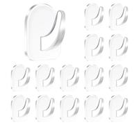 LFBEST 15 Pcs Sticky Hooks, Transparent Removable Plastic Magic Hooks with Non Marking Sticker Without Nails Drill, Ideal for Kitchen Bathroom Door Wall Hanging Coat Towel Key Decorations