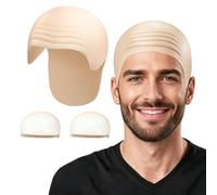 LFBEST Halloween Bald Cap Fancy Dress with 2 Wig Cap (Extra Long) | Bald Skin Thick Latex Caps, Pitbull Bald Cap Cosplay Costume for Halloween Music Festival Fancy Dress Party Accesory