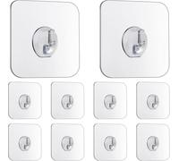 LFBEST Magic Hooks,10 Pack Transparent Self Adhesive Hooks Removable Without Nails, Heavy Duty Door Wall Adhesive for Kitchen,Bathroom, Hanging Coat Cloth Towel Key Decorations