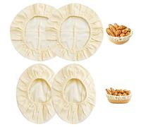 LFBEST Set of 4 Linen Insert for Bread Proofing Baskets, Sourdough Accessories, Baker's Lines with Elastic Band, Sourdough Starter Set for Professional and Domestic Bakers (Round) + (Oval)