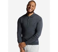 LFC X John Smedley Mens Long Sleeve Button Neck Polo Shirt Charcoal
