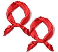 LFCFBH 2 PCS Soft Red Bandana, Lightweight Silky Red Neckerchief for Women Girls (70 x 70 cm)