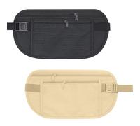 LFCFBH 2 PCS Travel Money Belts, Anti-Theft Money Belts for Travel Hidden Men Women (Black, Khaki)