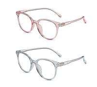 LFCFBH 2PCS Blue Light Glasses, Kids Blue Light Glasses, PC Phone Game Reading for Women Men Kids Teens Eye Protection(Blue, Pink)