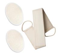 LFCFBH 3PCS Natural Loofah Back Scrubber Exfoliating Back Washers for Shower, Body Bath Sponge Back Scrubber Double Side Scrubbing Strap Back Washer for Men & Women