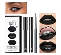 LFCFBH 3PCS Waterproof Black Lipstick Matte, Long-Lasting Moisturizing Black Lip Liner for Gothic Makeup