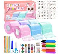 LFCFBH Nano Tape Kit for Kids, 6 * 3m Nano Tape Bubbles Set, Double Sided DIY Plastic Elastic Bubbles Tape Sequin Glitter Powder Sticker for Boy Girl Party Gift