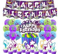 LFCFDX Parkour Party Decorations: Includes Banner, Cake Topper, 12 Cupcake Toppers, 18 Balloons, Ribbon - Purple - Perfect for Parkour Birthday Party