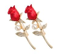LFCKVX 1set Red Brooch Decor Alloy Rhinestone Collar Pin Shoulder Wedding Corsage Rose Brooches Banquet Jewelry Accessory Flower Coat Pins Diamond 2pcs