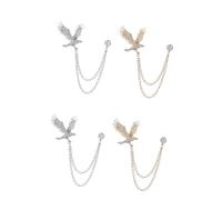 LFCKVX 2sets Eagle Tassel Brooch for Brooches Winged Hat Studs Chain Boutonniere Men Sweater Cardigan Clothes Pins Shirt Badge Collar Clip Rhinestones 2pcs*2