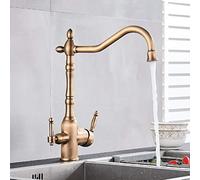 LFCKVX 360 Degree Rotation Kitchen Water Filter Faucet with Dual Spout Mixer Chrome Finish Brass Material Purification Feature Taps