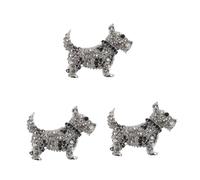 LFCKVX 3pcs Vintage Lapel Animal Brooch Happy New Year Pin Bling Dog Jewelry for Women Pet Souvenir Alloy Silver