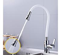 LFCKVX Adjustable 360° Swivel Kitchen Faucet - High Arc Sink Mixer Tap with 2 Spray Modes High Pressure Waterfall Easy Single Handle Control Stylish White Finish.