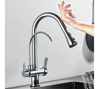 LFCKVX Antique Brass Touch Kitchen Faucet Dual Handle 360° Swivel Pull Down Sprayer Elegant for Home Water Saving Easy Installation