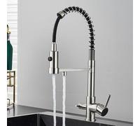 LFCKVX Black Kitchen Faucet with Filter 360° Swivel Brass Sink Mixer Dual Mode Tap for Drinking Water Brushed Nickel Finish Kitchen Sink Accessory