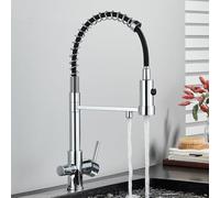 LFCKVX Black Kitchen Sink Faucet 360° Rotating Brass Tap with Filter Dual Mode Drinking Water Kitchen Mixer Chrome Finish for Home Use