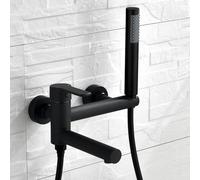 LFCKVX Black Wall Mounted Bath Mixer Tap with 90° Swivel Spout Brass Construction Single Handle Hot & Cold Water Shower Faucet for Bathrooms