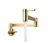 LFCKVX Folding Wall Mounted Kitchen Faucet Dual Control Gold & Black Chrome Single Cold Water Tap Sink Extension Pot Filler Ornaments