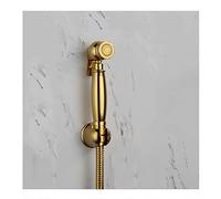 LFCKVX Handheld Bidet Sprayer Kit with Shiny Titanium Gold Finish Single Cold Faucet Brass Square Shattaf Shower Head Copper Valve Douche Toilet Attachment Bidet Tap Set