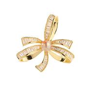 LFCKVX Thick Gold Bow Natural Freshwater Pearl Brooch Goddess Corsage Cheongsam Coat Corsage Accessories