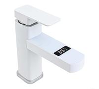 LFCKVX Touchless Digital Faucet Electric Instant Hot Water Heater for Sink LED Temperature Display Stainless Steel Bathroom & Kitchen Faucet Single Handle (White)