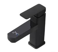 LFCKVX Touchless Electric Sink Faucet LED Temperature Display Stainless Steel Bathroom & Kitchen Tap Smart Digital Heater Single Lever Control Black