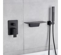 LFCKVX Wall Mounted Shower Faucet Set Black Cascade Bath Shower Mixer Bathroom Tap with Shower Mixer and Sink Faucet Set for Bathrooms