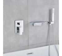 LFCKVX Wall Mounted Shower Faucet Set Chrome Bath Shower Mixer with Waterfall Complete Bathroom Tap Set with Shower Mixer and Sink Faucet for Bathrooms