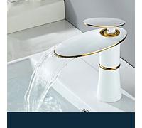 LFCKVX White Gold Waterfall Basin Faucet Brass Black Hot Cold Mixer Tap for Bathroom Home Hardware