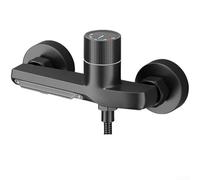 LFCKVX Zinc Alloy Bathtub Faucet Wall Mounted Waterfall Tap with Temperature Control Adjustable Hot & Cold Mixer Black Bath Shower Fixture for Luxury Bathrooms
