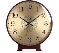 lfdhcn-Mantel Clock 10 Inch Desk Clock Battery Operated Silent Wooden Grandfather Clock for Living Room Fireplace Office Table Shelf Home Décor Gift (A)