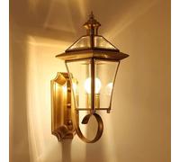 Ksovv Vintage Outdoor Wall Light Sconce Waterproof Outdoor Lighting Fixtures Outdoor Brass Light Glass Rustic Led Wall Lantern E27 Antique Villa Patio Park Garden Lights (Color : Transparent)