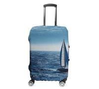 LFDSEPYM Blue Sea Sailboat Suitcase Cover Washable Luggage Cover Dust-proof Luggage Protector Cover Anti-Scratch Travel Suitcase Protector Fits 18-32 Inch Luggage, Blue Sea Sailboat, Small, Suitcase