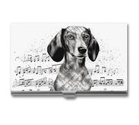 LFDSEPYM Dachshund Music Notes Business Card Holder Pocket Slim Business Card Case Portable Metal Business Card Organizer for Men Women Office Travel, Dachshund Music Notes, One Size, Casual