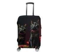 LFDSEPYM Luggage Cover Travel Suitcase Cover Elastic Washable Luggage Protector with Zipper Cat Sitting on Gift Box Anti Scratch Suitcase Protector Funny Luggage Sleeve for Suitcase 19'' - 32'', Cat