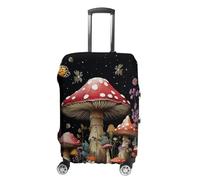 LFDSEPYM Mushrooms And Butterflies on Black Background Suitcase Cover Washable Luggage Cover Dust-proof Luggage Protector Cover Anti-Scratch Travel Suitcase Protector Fits 18-32 Inch Luggage,