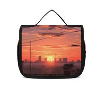 LFDSPYJE Cosmetic Bag for Women Sunset Apartments Toiletry Bag Hanging Makeup Bag Travel Bag with Hanging Hook Portable Wash Bag Travel Organizer for Accessories 8.9x7.3 Inch, white, 8.9x2.8x7.3
