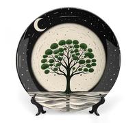LFDSPYJE Decorative Plate for Wall Hanging Green Plants Star Art Bone China Decorative Plate Ceramic Decorative Plate with Display Stand Dinner Plates Art Crafts for Home Club 8 Inch