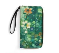 LFDSYEOQ Abstract Seasonal Green Floral Slim Wallet for Women Men Leather Wallet,Credit Card Holder Clutch Purses for Women, Available in Multiple Styles