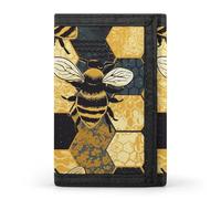 LFDSYEOQ Bee Geometric Honeycomb Small Wallet for Women Mens Wallet Trifold Wallets,Credit Card Holder Clutch Purses for Women