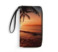 LFDSYEOQ Dusk Tropical Beach Palm Slim Wallet for Women Men Leather Wallet,Credit Card Holder Clutch Purses for Women, Available in Multiple Styles