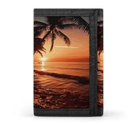LFDSYEOQ Dusk Tropical Beach Palm Small Wallet for Women Mens Wallet Trifold Wallets,Credit Card Holder Clutch Purses for Women